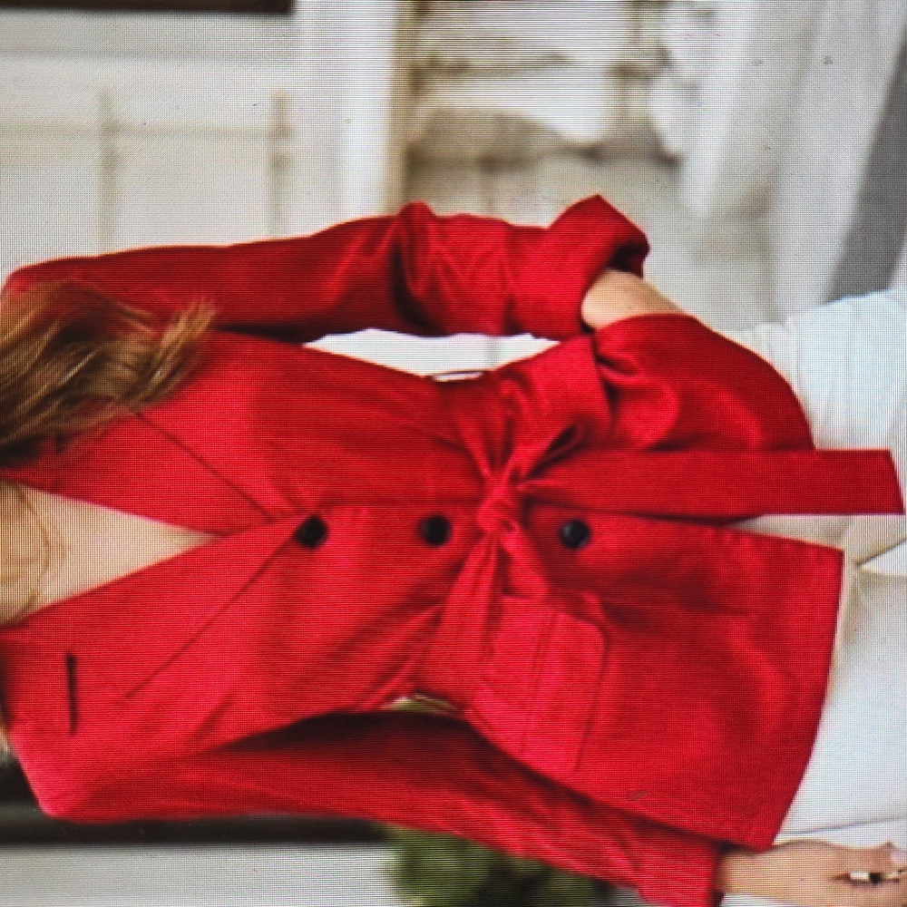 Chico's 100% Silk Blazer Jacket Textured Belted Lined Trench Size  3=(16/XL)